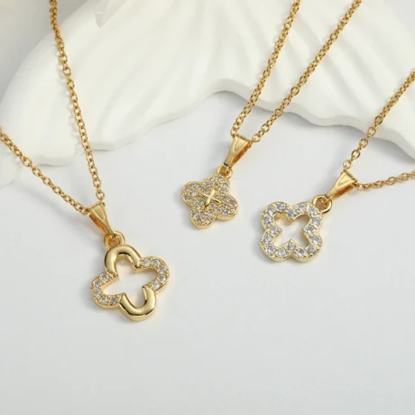 Good Quality 18K Gold Plated Trendy Jewelry Necklace 100 Patterns Necklace Zircon Pendant Charm Necklace for Women Parties