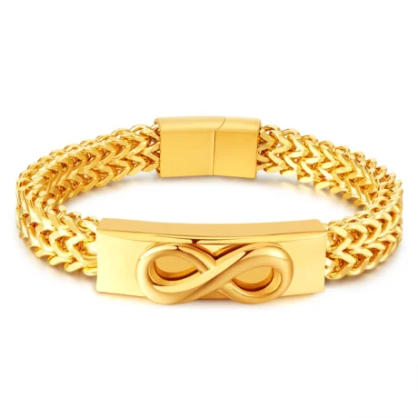 Luxury Customize High Quality Double-deck Chain Gold Plated 8-shape Stainless Steel Waterproof Plating Bracelet Jewelry for Men