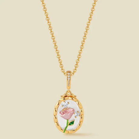 Boho Style New Fashion Jewelry 18K Gold Plated Creative Design Rose Pendant Necklace for Mother's Day Gift