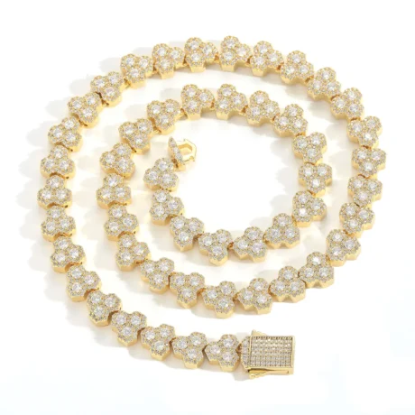 10mm Honeycomb Chain Hip Hop Jewelry Copper Brass 5A Cubic Zirconia Fashion Necklace Hip Hop Full of CZ Fine Jewelry